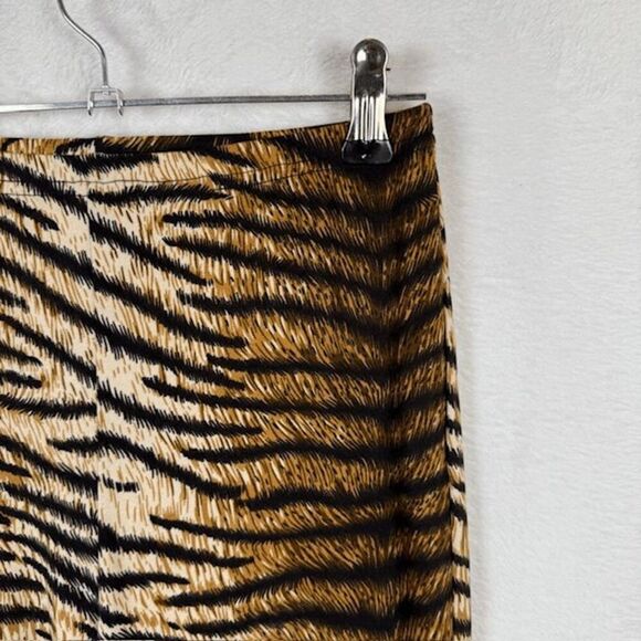 Tiger Print High Waisted Flare Stretch Pants Legging Soft Black Brown Size Small - Picture 5 of 11